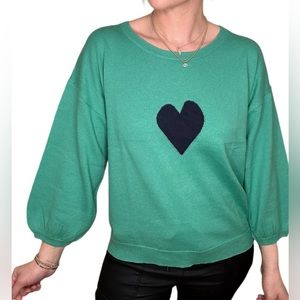 J Society - KELLY GREEN HEART SWEATER, Women’s Small